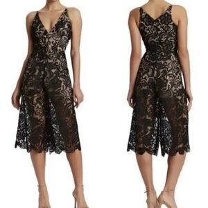 Dress the Population Black Lace Cropped Jumpsuit